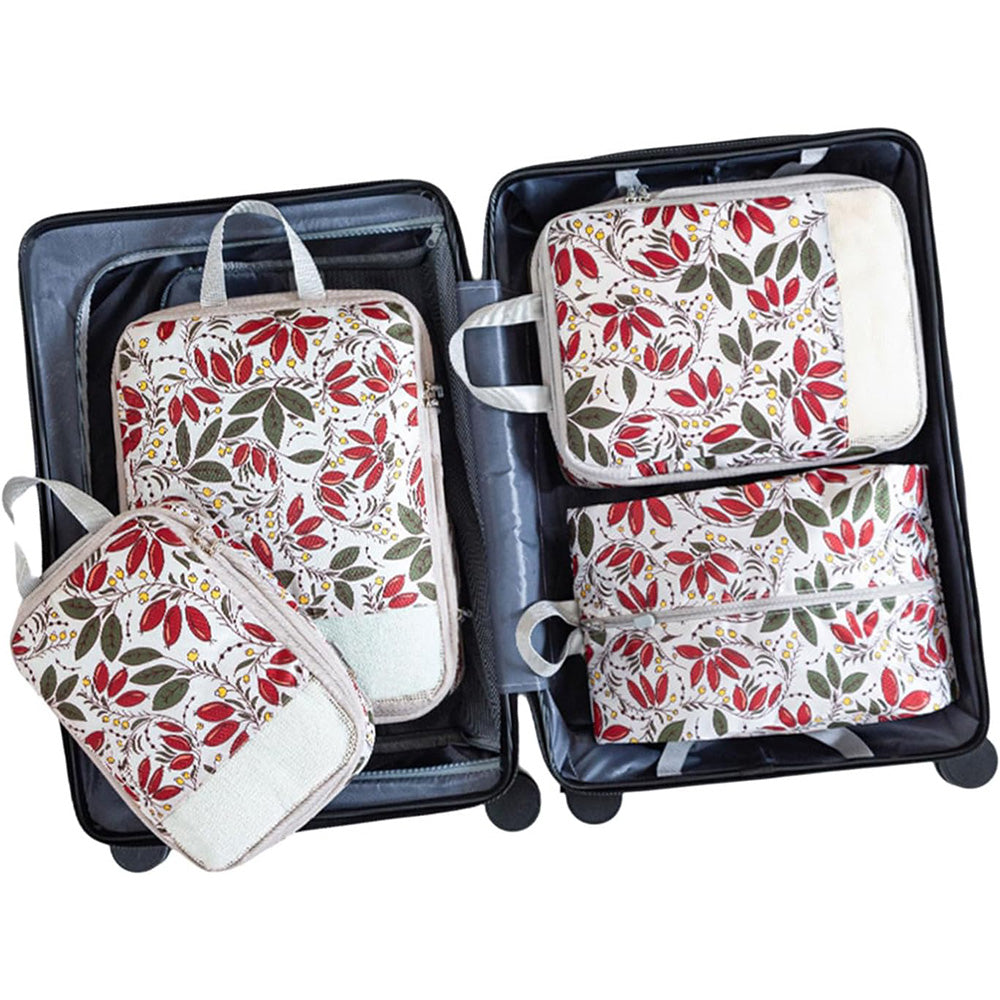 4Pcs Travel Compression Packing Cubes Expandable Luggage Organizers Berry