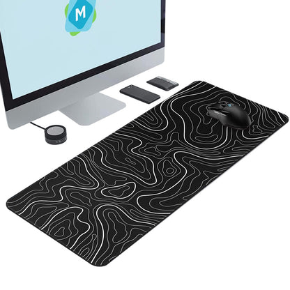 Gaming Mousepad Anti-Slip Mouse Pad Topographic Line Mouse Mat for Home and Office Black