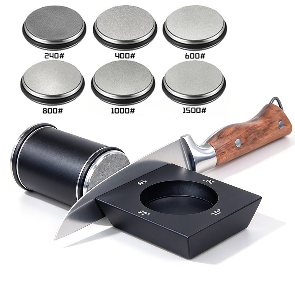 4-Angle Rolling Knife Sharpener with 6 Grit Discs Black
