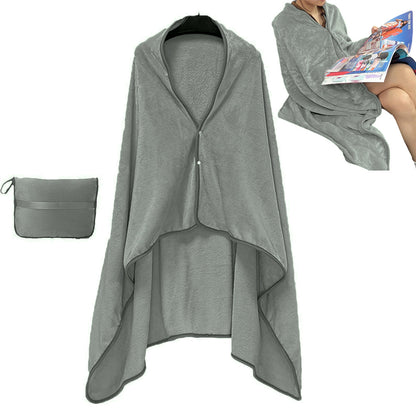 3-in-1 Travel Plane Shawl Blanket Multi-Functional Pillow Cloak Grey