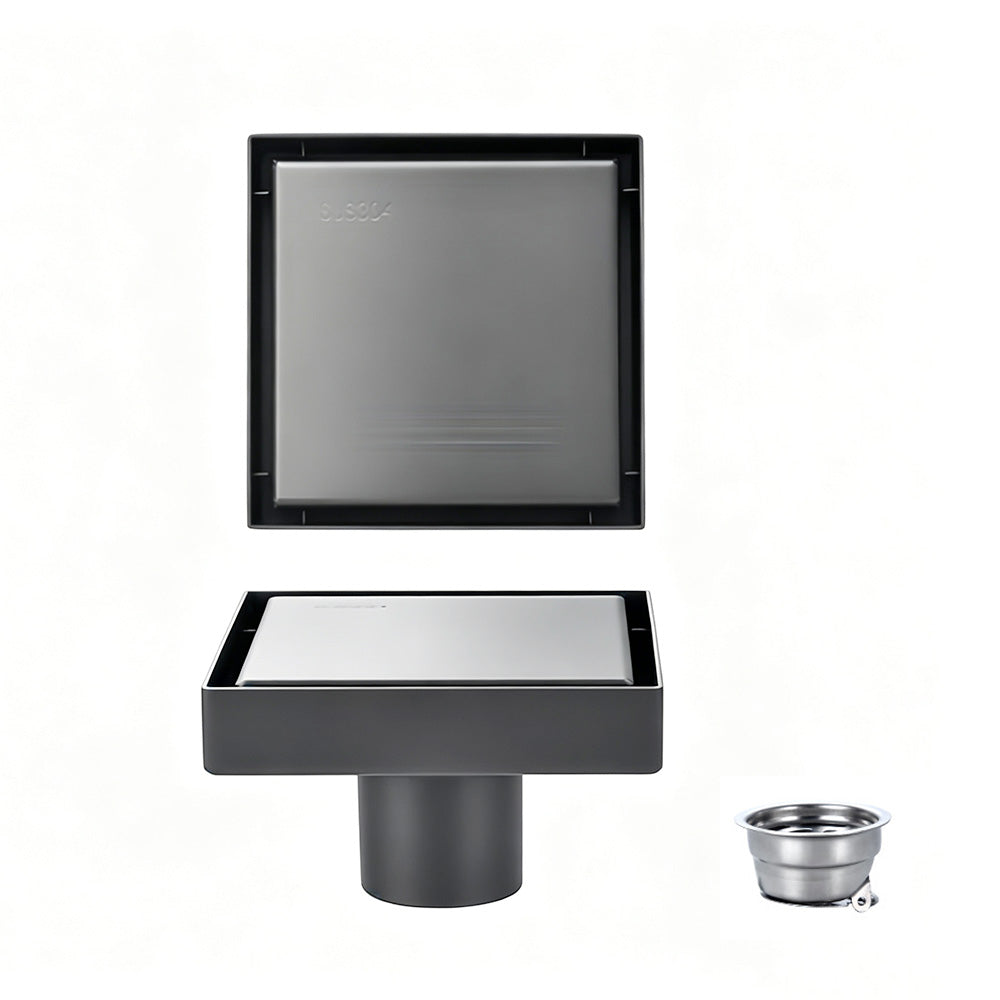 Square Shower Drain with Filter-Grey