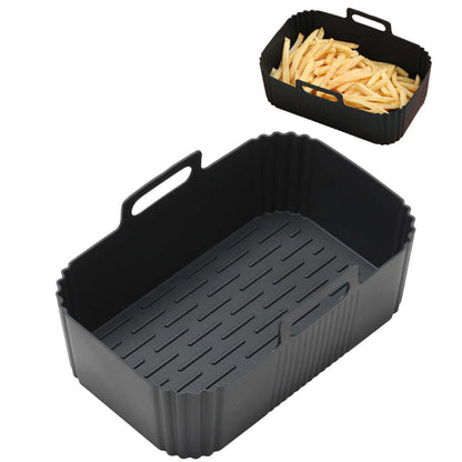 Reusable Silicone Air Fryer Liner ââ‚?Non-Stick Dual Basket & Easy Clean Black