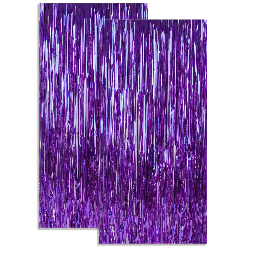 2Piece PET Foil Fringe Door Curtains-Purple