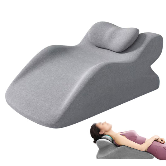 Ergonomic Memory Foam Reclining Pillow Prone Reading Cushion for Bed and Sofa Light Gray