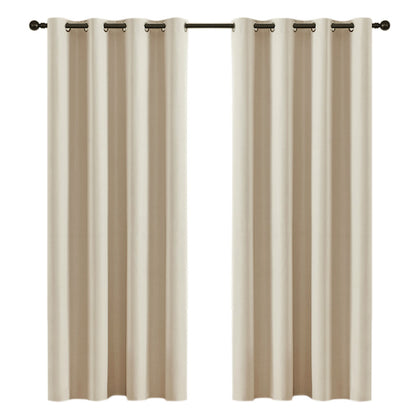 2 Pack 100 Percent Blackout Curtains with Black Liner-Beige