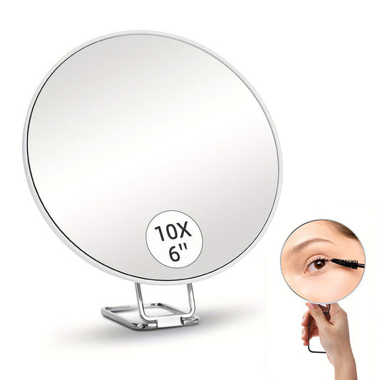 Travel Magnifying Makeup Mirror with Adjustable Stand and Suction Cup White