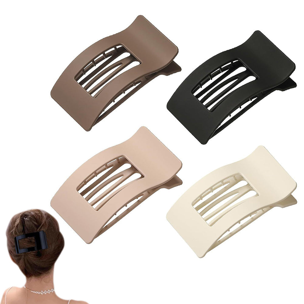 4PCS Large Flat Hair Clips Rectangle No-Slip Claw Clips for Women Style 2