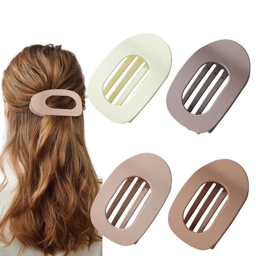 4-Piece Flat Hair Claw Clips Set for Women Strong Hold Hair Styling Accessories Oval Hair Clip