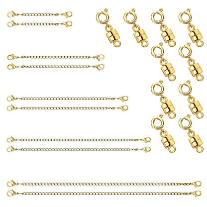 20Pcs Set Necklace Extenders and Clasps for Bracelet Chain Extension Jewelry Repair Kit Gold