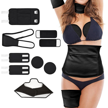 9PCS Reusable Castor Oil Pack Set ââ‚?Organic Cotton for Neck  Waist & More Black