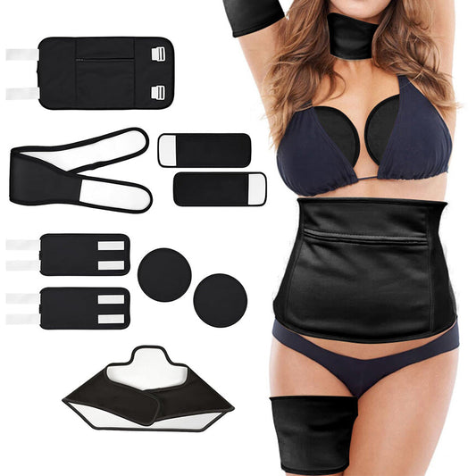 9PCS Reusable Castor Oil Pack Set ââ‚?Organic Cotton for Neck  Waist & More Black