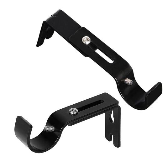 2PCS Adjustable Curtain Rod Brackets ââ‚?Wall Mount Holders for Drapes Black