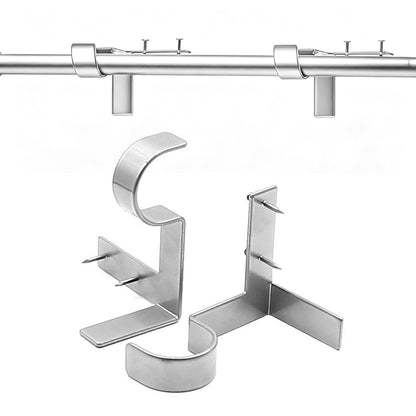 2Pcs Tap In Iron Curtain Rod Brackets -Grey