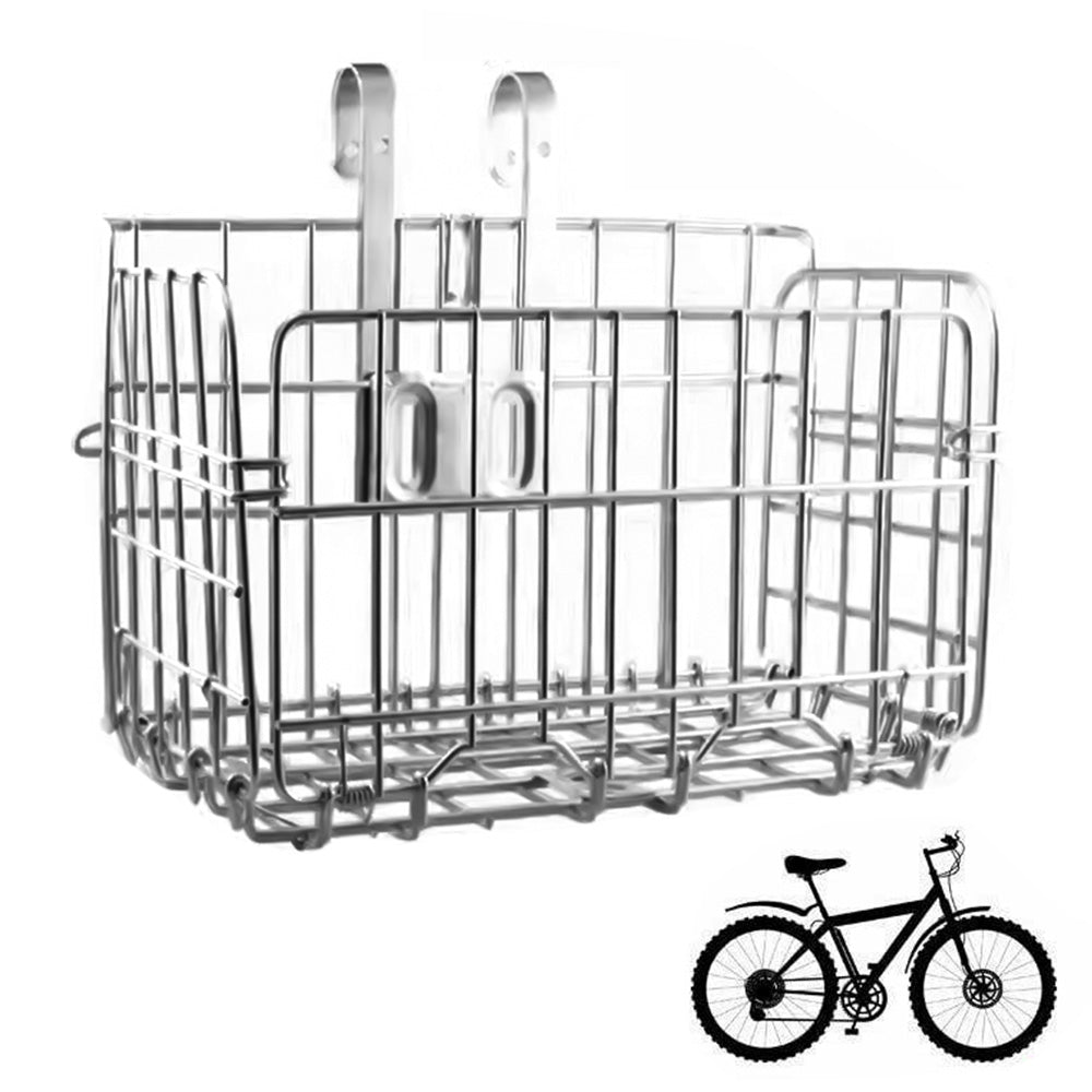 Foldable Bicycle Basket Front & Rear Hanging Storage Rack for Mountain Bike Silver