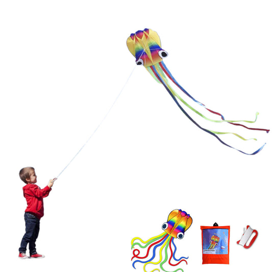 Rainbow Octopus Kite Large Kite with Flying line Easy to Fly Toy for Outdoor Beach Games