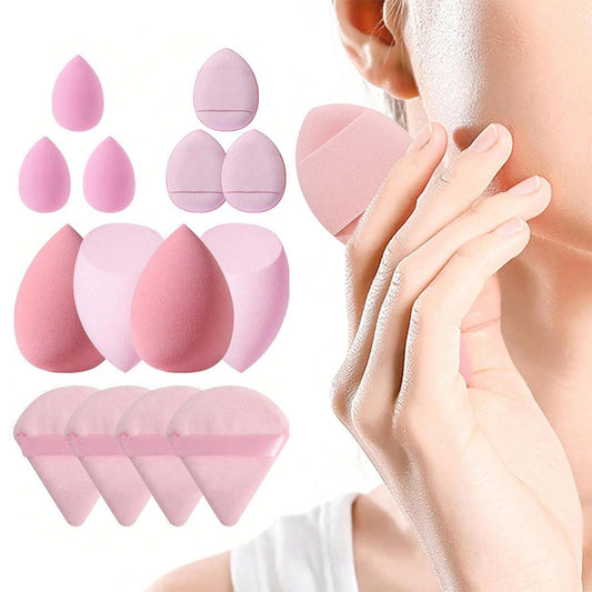 Makeup Sponge Set with Case Triangle Puff for Liquid Cream Powder-14 Piece Set