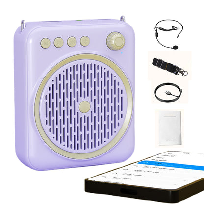 Portable Bluetooth Voice Amplifier Rechargeable Speaker with Wired Microphone Purple