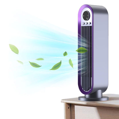 3-Speed Adjustable Oscillation Fan Bladeless Digital Display Desk Fan with Timer Setting Purple