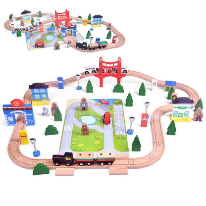 Wooden Train Set with Tracks ¨C Expandable and Changeable for Girls and Boys 6 Years Old Style 2