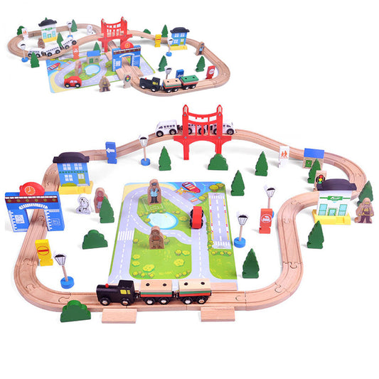 Wooden Train Set with Tracks ¨C Expandable and Changeable for Girls and Boys 6 Years Old Style 2