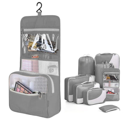 8Pcs Set Travel Packing Cubes Compression Storage Bags for Suitcases Grey