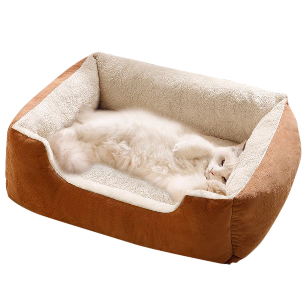 Rectangle Pet Bed for Dogs Cats Beds Warming Soft Calming Sleeping Puppy Bed Coffee
