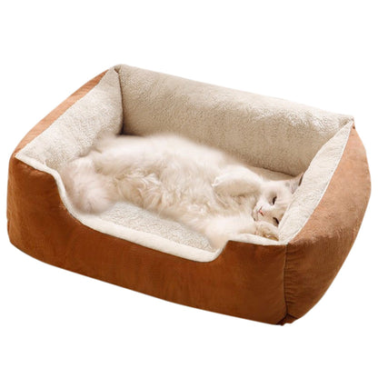 Rectangle Pet Bed for Dogs Cats Beds Warming Soft Calming Sleeping Puppy Bed Coffee