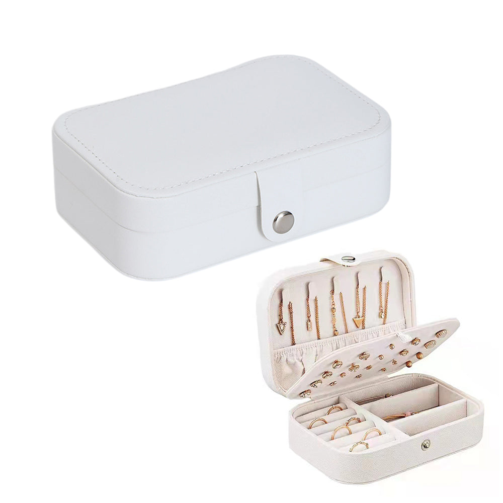 Portable Trave Jewelry Case Jewelry Storage Box for Earrings Rings Necklaces Bracelets Watches White