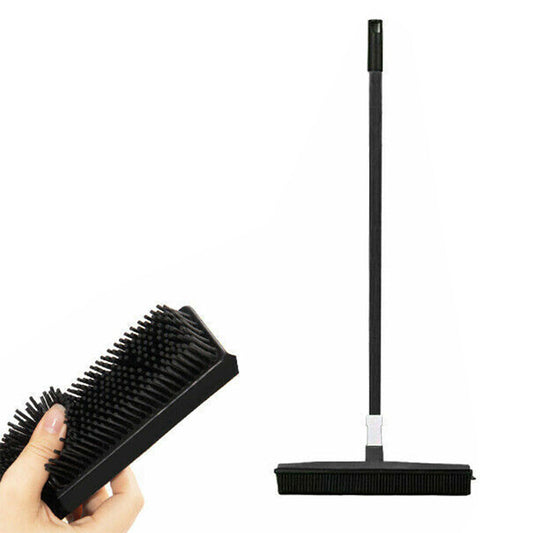 Rubber Broom for Pet Hair Car Windows Cleaning Long Handle Squeegee Black