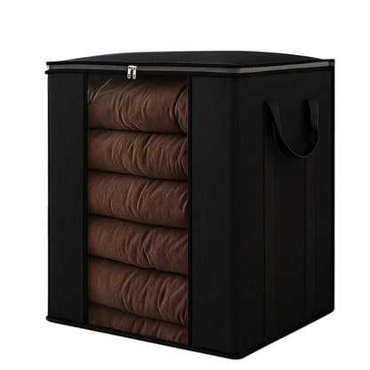 120L Foldable Storage Bag Wardrobe Organiser for Clothes Quilts Blanket Black