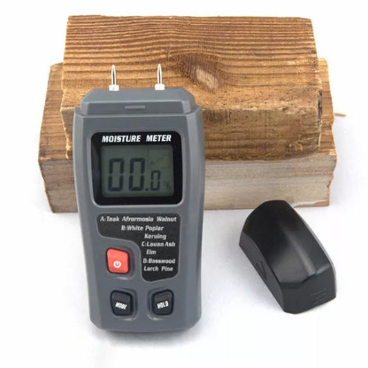 Digital Moisture Meter for Wood Damp Humidity Timber Firewood Tester LCD Analyzer Detector Grey
