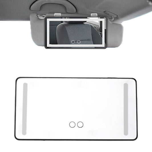 USB Car Visor Vanity Mirror Touch Screen LED Light Makeup Mirror Black