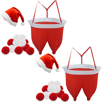 Santa Pants Toss Game with 40 Pom Balls Hat Wearable Christmas Throwing Target Game