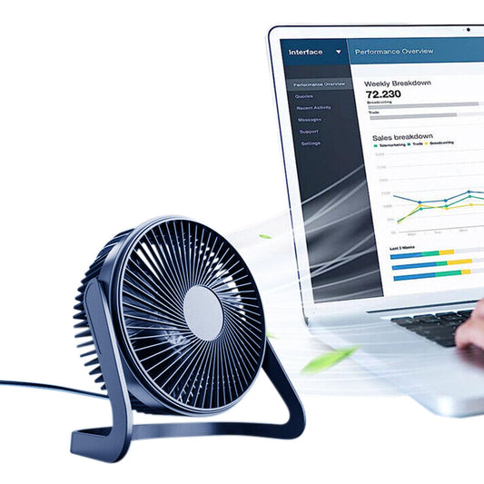 USB Powerful Silent Desktop Fan Small Cooling Fan - 8 inch Blue