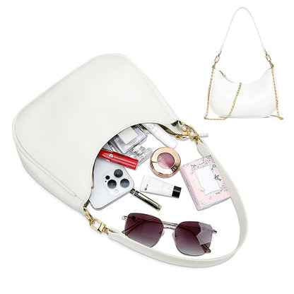 Shoulder Bag with Chain and Strap Design ¨C Underarm Purse Handbag for Women White