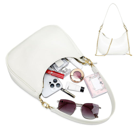 Shoulder Bag with Chain and Strap Design ¨C Underarm Purse Handbag for Women White
