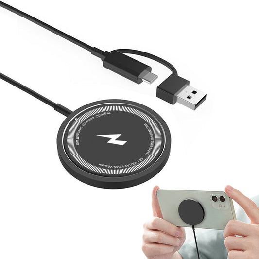 15W Fast Charger for iPhone 16 15 14 13 12 Series Wireless Charger for Wireless Charging Smart Phones Black