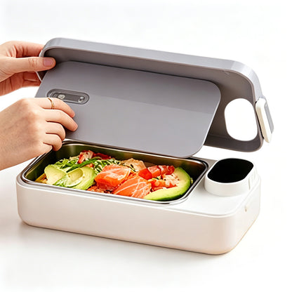 900ml Stainless Steel Heated Lunch Box -Grey