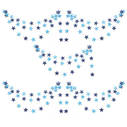 5Pcs 4m Paper Star Garland Hanging Party Decorations for Birthday Backdrop Blue