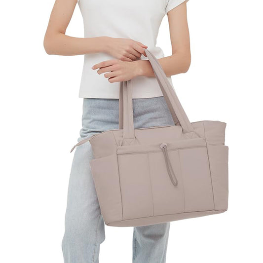 Women¡¯s Handheld Tote Bag ¨C With Cup Holder Compartment and Luggage Sleeve for Travel & Work Camel