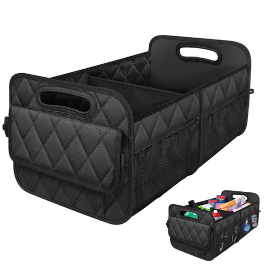 55L Foldable Car Trunk Organzier 6-Pocket Storage Box for Home Car Office Black