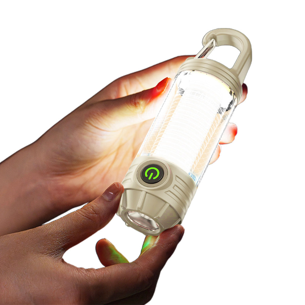 LED Camping Keychain Light ââ‚?Mini Lantern with Hook for Outdoor Use Khaki