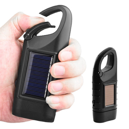 Hand Crank Solar Powered Emergency LED Flashlight ââ‚?Rechargeable Light Black