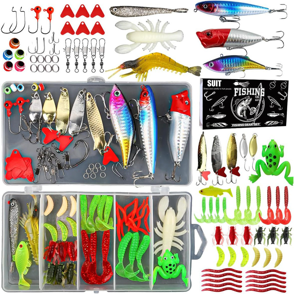 Bass Trout Salmon Fishing Lures Kit ¨C Baits & Tackle Fishing Accessories Set Black