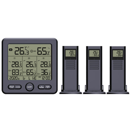 Digital Thermometer Hygrometer with 3 Wireless Sensors Indoor Outdoor Temperature Humidity Monitor Black