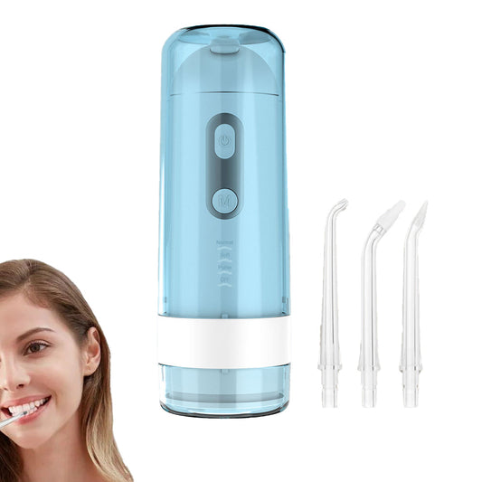 Electric Water Flosser Cordless Oral Irrigator with Removable Water Tank for Home Travel Blue