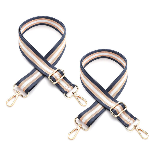 2PCS Adjustable Canvas Bag Strap with Metal Buckle for Crossbody Bags Navy Blue