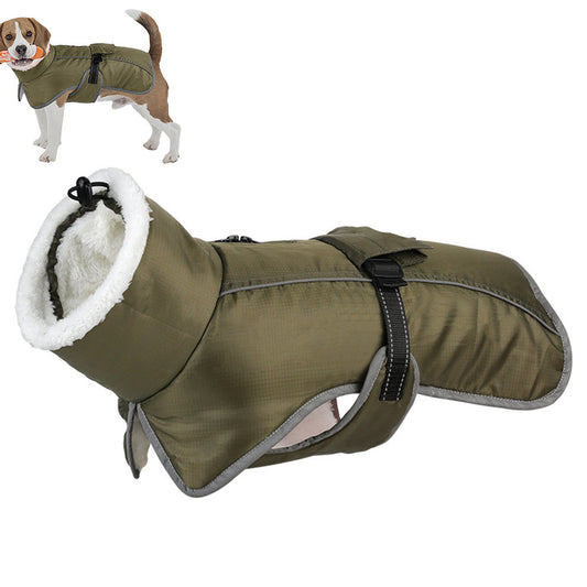 Winter Dog Coat Water Repellent Jacket for Small and Large Breeds Army Green