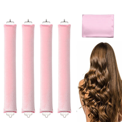 4PCS Heatless Hair Curlers Set for Overnight Styling No-Damage Hair Tools Pink