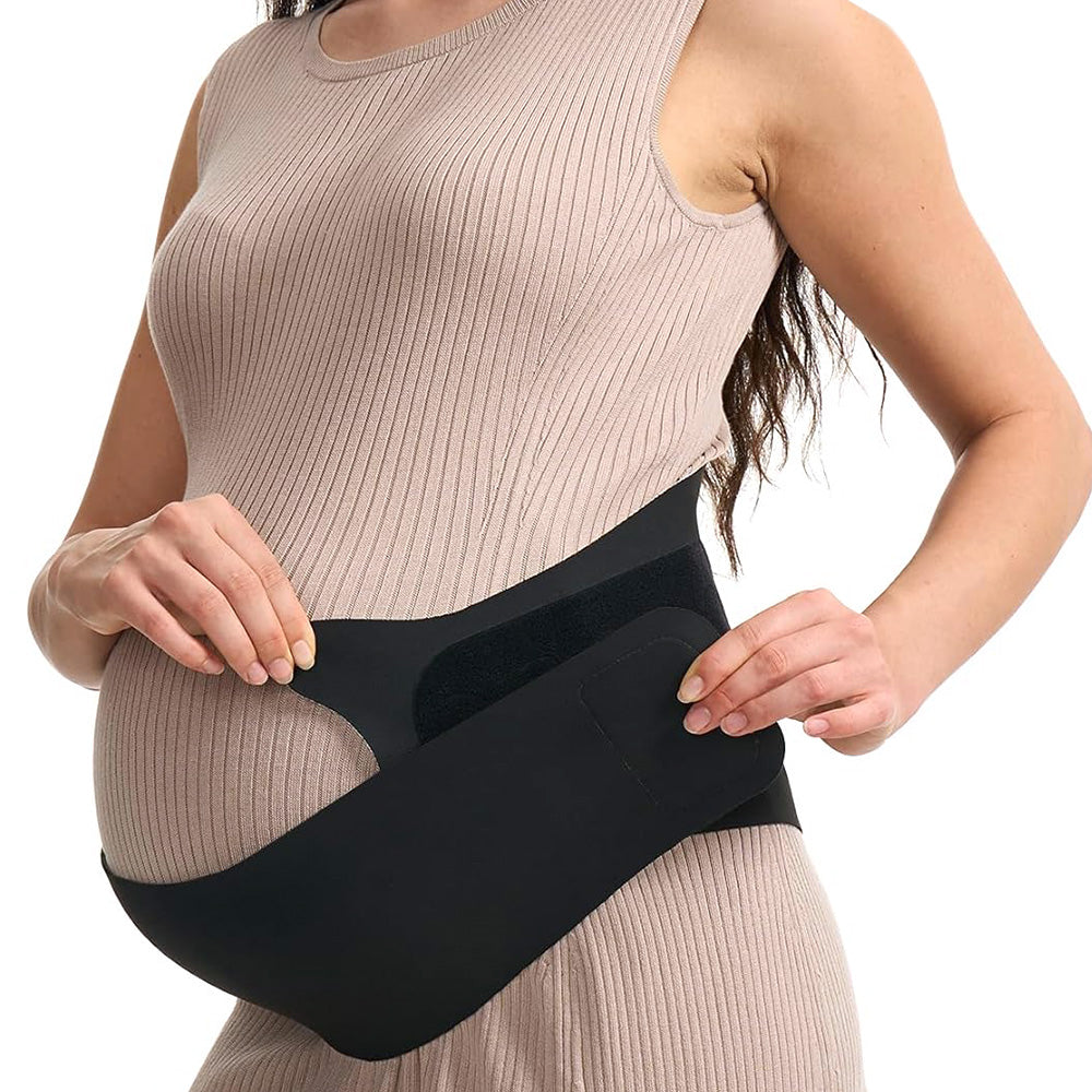 Pregnancy Belly Band One-Piece Invisible Support Belt for Abdomen and Waist Black
